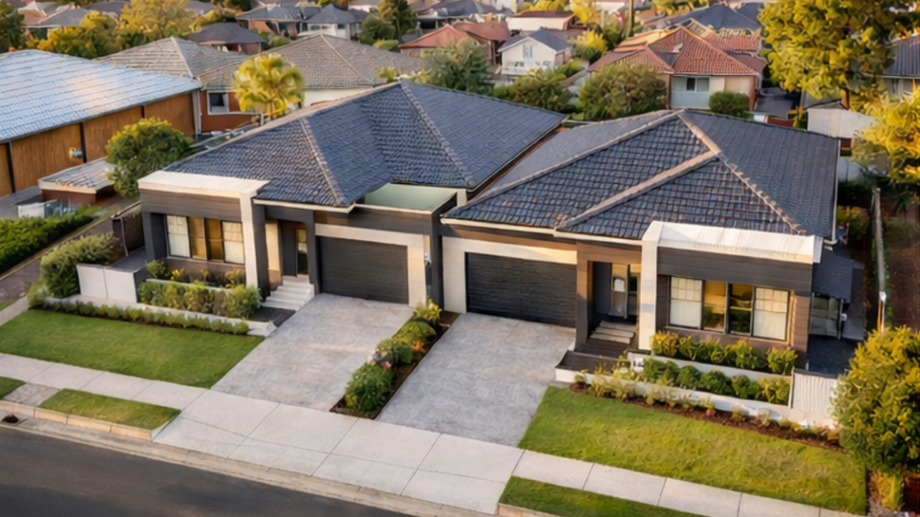 Aerial of duplex CDC subdivision