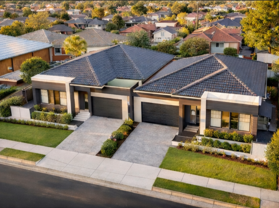 Aerial of duplex CDC subdivision